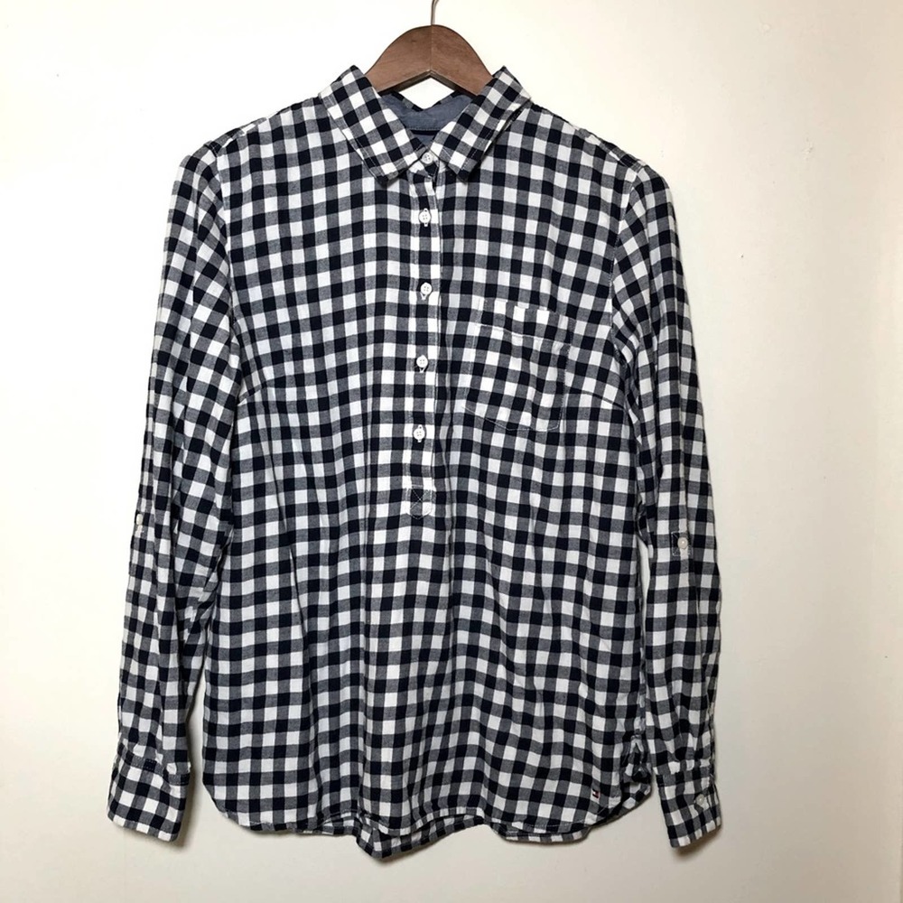 Tommy Hilfiger Navy Blue & White Flannel Shirt